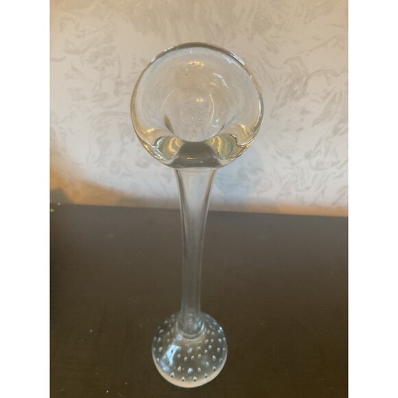 Vintage Aseda Sweden Glass Bud Vase Jack In The Pulpit Controlled Bubble Base 9” - Picture 3 of 6